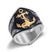 Nordic Viking Ship Anchor Stainless Steel Blackened Pirate Series Men's Ring_ipsvogv.com