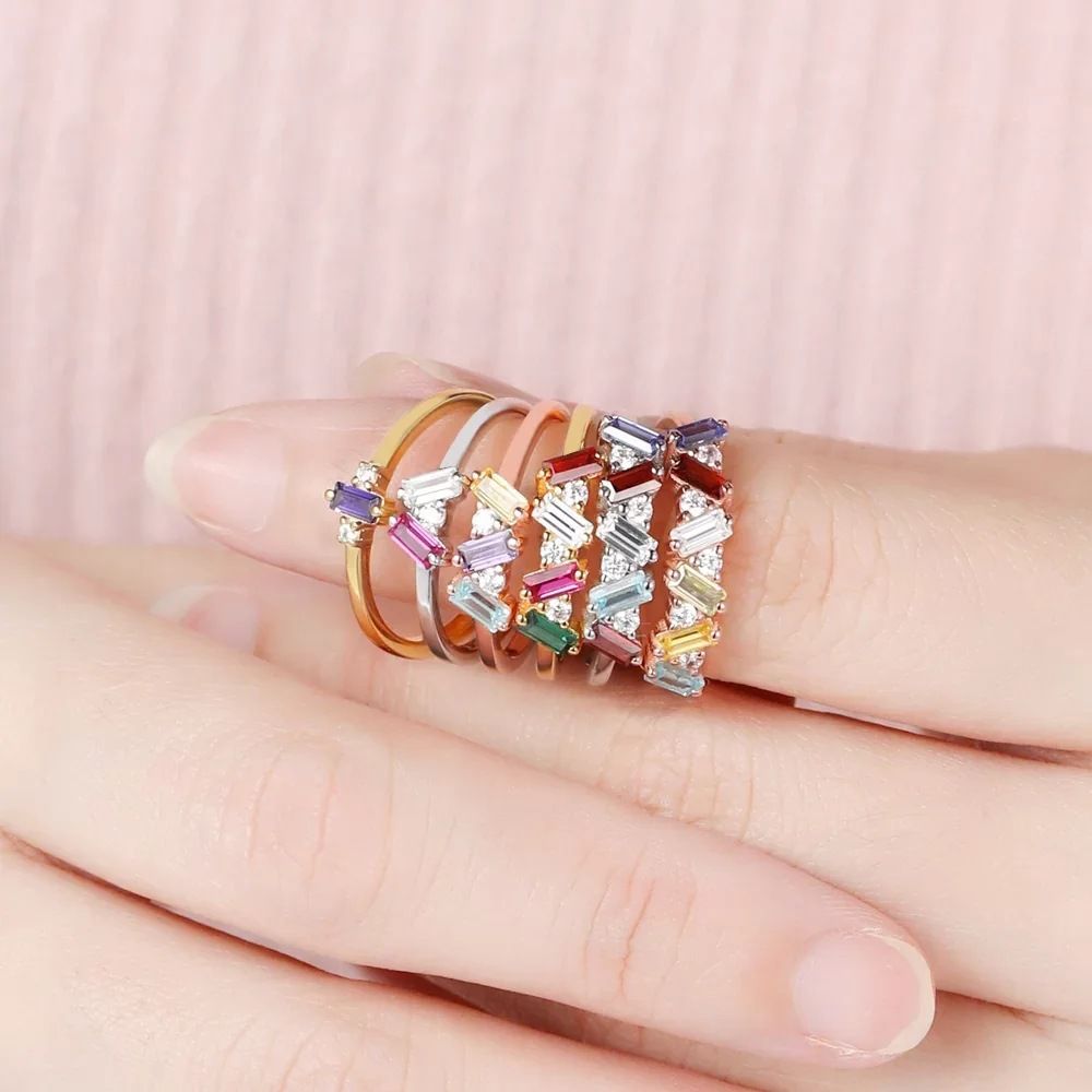 Fashionable Mother's Day Rectangular 12 Birthstone Ring Personalized For December_ipsvogv.com