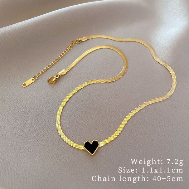 Body 【 Full Titanium Steel 】 Love Double-Sided Furnace Gold Necklace For Women Instagram Internet Celebrity Collarbone 【 】_ipsvogv.com