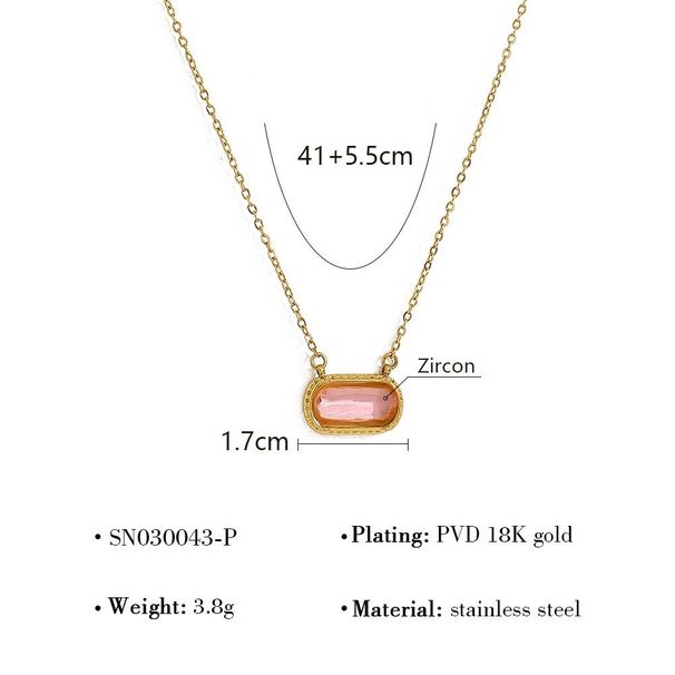 Gold Retro Luxury 41cm Necklace AAA Colored Zircon Stainless Steel Pendant Necklace For Women Fashion Gift_ipsvogv.com