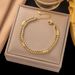 New Gold Moss Code Diamond Double Layered Stainless Steel Bracelet For Women's Handwear_ipsvogv.com