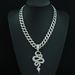 Renqing New Hot Selling 2025 Zodiac Alloy Pendant Full Diamond Spirit Snake Coiled Hip Hop Fashion Men's Necklace_ipsvogv.com