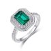 Classic Geometric Cultivated Emerald Ring S925 Silver Inlaid Cultivated Colored Gemstone Index Finger Ring Banquet Wedding Light Luxury_ipsvogv.com