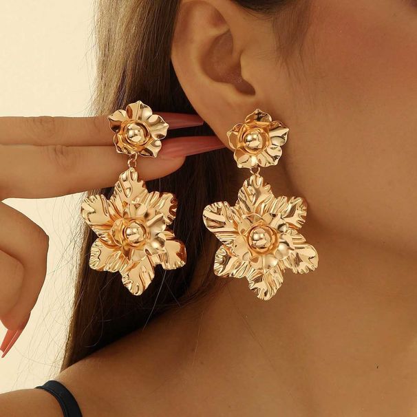 Statement Personality Temperament Long Drop Earrings Pearl Rhinestone Bohemian Exaggerated Flower Ear Jewelry_ipsvogv.com