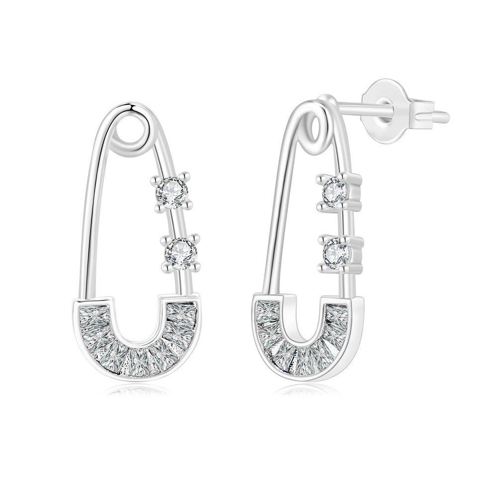Unisex new paper clip temperament earrings personality color ladder square zircon ladies earrings_ipsvogv.com