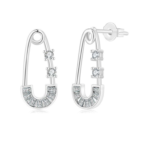 Unisex new paper clip temperament earrings personality color ladder square zircon ladies earrings_ipsvogv.com