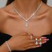 Women’s Jewelry Set Fashion Fashionable And Simple Design Diamond Drop Shaped Pendant Necklace Earrings Ring Jewelry Bridal Set Accessories_ipsvogv.com