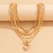 4-Piece Peach Heart CCB Cross Chain Necklace Set European And American Summer Trendy High-end Fashion Internet Celebrity Travel Photography Jewelry_ipsvogv.com