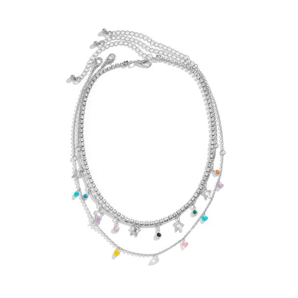 3 Can Be Worn Alone, Star And Moon Handmade Chain Necklace Set, Sweet Intellectual And Elegant, Stacked Multi-layer Neck Chain_ipsvogv.com