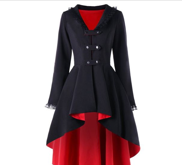 Women's Clothing Autumn new retro mid length windbreaker Gothic style jacket large size women's clothing_ipsvogv.com