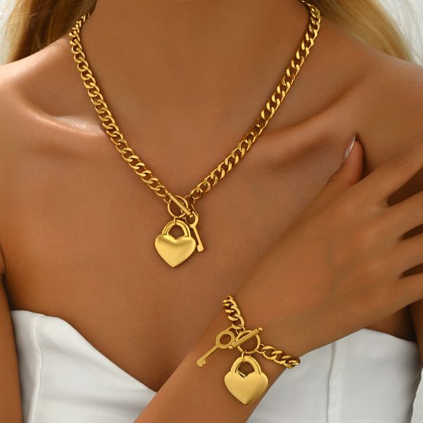 Feng Lady Love Bracelet Necklace Set Personalized Electroplating Niche Design Clavicle Chain Handmade_ipsvogv.com