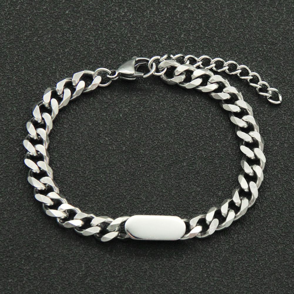 Ins Cool Style Men's and Women's Hip Hop Cuban Chain Trendy Nightclub Street Personality Simple Titanium Steel Bracelet_ipsvogv.com