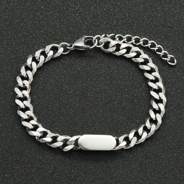 Ins Cool Style Men's and Women's Hip Hop Cuban Chain Trendy Nightclub Street Personality Simple Titanium Steel Bracelet_ipsvogv.com