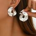 Unisex Hot Selling Wrinkled Texture Earrings For Women Niche Abstract Design High End Earrings Geometric U Shaped Earrings_ipsvogv.com