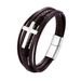 Fashion Cross Stainless Black Gold Steel Multi layer Woven Bracelet_ipsvogv.com