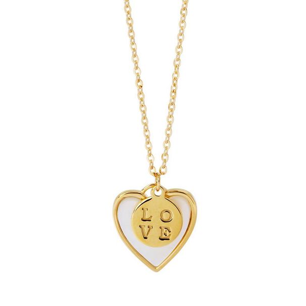 S Sterg Sier LOVE Natural Mother Shell Simple Pendant Necklace_ipsvogv.com