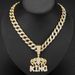 Hip Hop KING Crown Pendant Cuban Chain Letter Eco-friendly Alloy Men's Headwear Necklace_ipsvogv.com