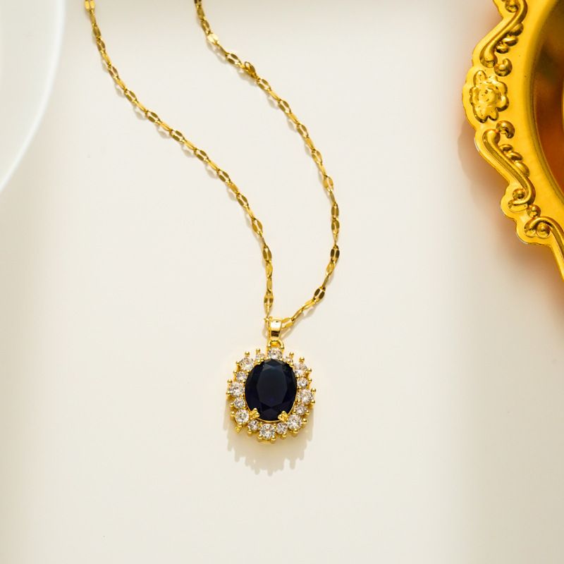 Exquisite Elliptical Crystal Zircon With Jewelry And New Style Micro Setting Pendant Necklace_ipsvogv.com