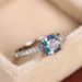 Cao Shi Jewelry Micro Set Zircon Blue Square Diamond For Women's Simple Engagement Ring_ipsvogv.com