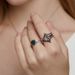 Geometric natural water grass agate ring S925 silver inlaid green moss stone stacking ring one multi wear_ipsvogv.com