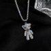 Cute full diamond stainless steel titanium steel bear necklace sweater chain high end female versatile long niche design pendant_ipsvogv.com