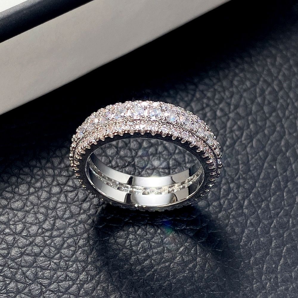 Huitan Exaggerated Luxury Unisex Ring Copper Plated Platinum Set With Zircon Jewelry_ipsvogv.com