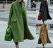 Women's solid color temperament commuting loose woolen green coat without lapels_ipsvogv.com