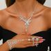 Women’s Jewelry Set Fashion Popular Jewelry Butterfly Tassel Rhinestone Necklace Earrings Bracelet 3 Piece Set Wedding Accessories_ipsvogv.com