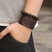 Fashion Personalit Trend Bracelet Classic Embossed Oil Painting Wide Leather Men's Wristband Punk Stle Hip-hop_ipsvogv.com