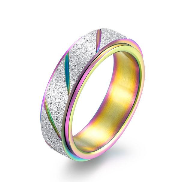 Pearl sand flower rotatable titanium steel ring colorful niche personality genderless ring hand jewelry_ipsvogv.com