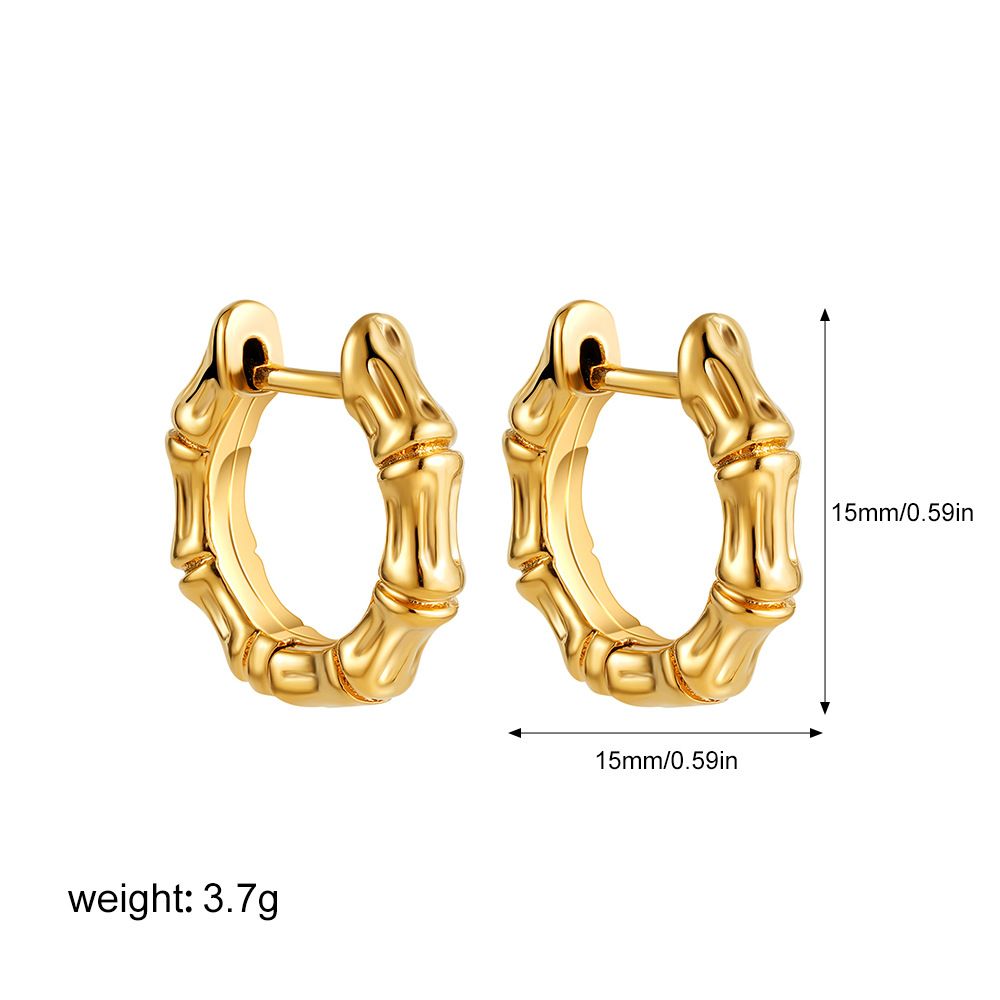 Women’s Jewelry Set Fashion Fashion Simple Temperament Personality All Match Light Luxury Niche Retro Copper Plated Texture Bamboo Gold Earrings_ipsvogv.com