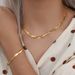 Women's Jewelry Niche Design Clavicle Chain Two Strand Braided Fishbone Shape Stainless Steel K Gold Plated Bracelet Necklace Jewelry_ipsvogv.com