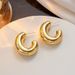 Internet celebrity fashion and fashion earrings Gold stainless steel exaggerated chubby earrings Women's earrings_ipsvogv.com