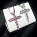 Men's Jewelry White Powder Cross Zircon Necklace Fashion Trend Couple Necklace_ipsvogv.com