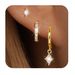 Unisex Brass With Real Gold Plating, Hot Selling Across Stylish Diamond Pendant With Zircon, Three Piece Earrings For Ladies_ipsvogv.com