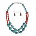 Multi layered turquoise exaggerated collarbone chain necklace accessory 7300_ipsvogv.com