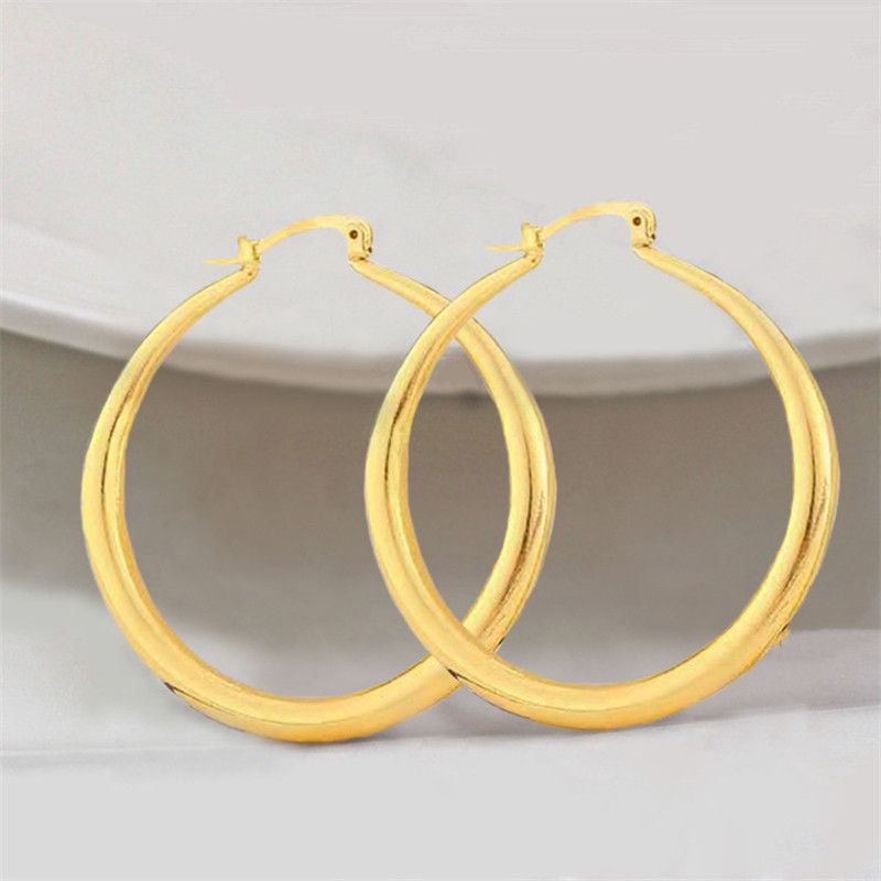Longrui Exaggerated Earrings Fashion Simple Gold Earrings Large Round Earrings Exquisite Glossy Earrings Earrings_ipsvogv.com