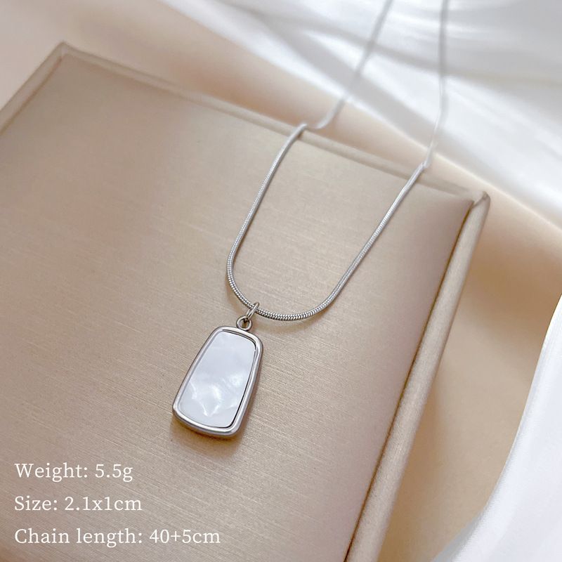 Body 【 Full Titanium Steel 】 Square Shell Snake Bone Furnace Real Gold Necklace For Women Instagram Internet Famous 【 】_ipsvogv.com
