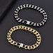 Hip Hop Stainless Titanium Steel Denim Buckle Six-Sided Sandblasted Trendy Cuban Chain Men's Bracelet_ipsvogv.com