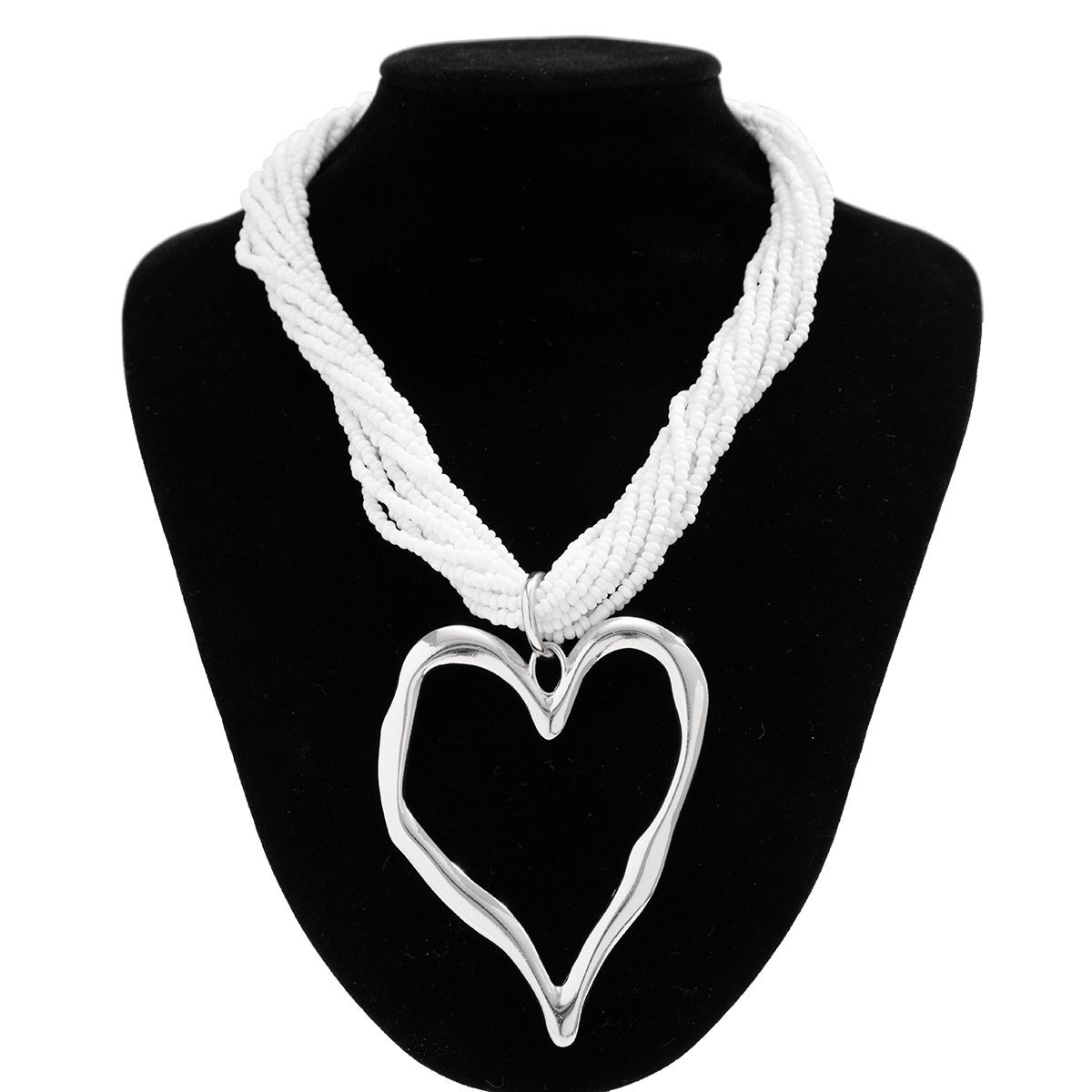 Exaggerated Rice Ball Multi Layered Love Shaped Pendant Personalized Lava Heart Necklace Jewelry_ipsvogv.com