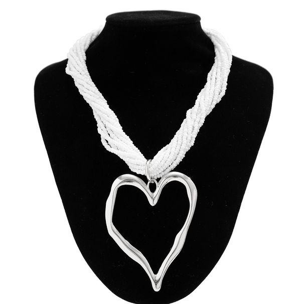 Exaggerated Rice Ball Multi Layered Love Shaped Pendant Personalized Lava Heart Necklace Jewelry_ipsvogv.com