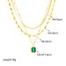 European and American fashion multi-layered mix and match stacked love snake bone chain emerald diamond cube pendant advanced versatile necklace_ipsvogv.com