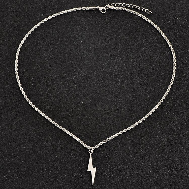 hip-hop Style Niche Design Sense Twist Chain Stainless Steel Lightning Pendant Men's Accessories_ipsvogv.com