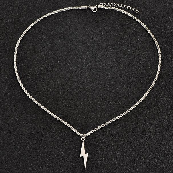 hip-hop Style Niche Design Sense Twist Chain Stainless Steel Lightning Pendant Men's Accessories_ipsvogv.com