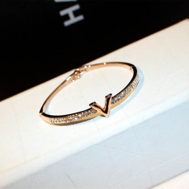 Simple Micro Inlaid Zircon Word Lady Bracelets For Women Temperament Exquisite Luxury Bangle Jewelry_ipsvogv.com