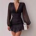 Women's Clothing 2024 Spring mid waist printed temperament commuting pullover V neck printed short skirt chiffon short skirt dress sexy_ipsvogv.com
