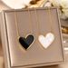Korean Version Titanium Steel Necklace, Women's Black And White Mother Of Pearl, Big Heart-shaped Temperament Pendant,_ipsvogv.com