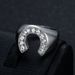 New Hip-Hop Fashion Simple Titanium Steel Gold-Plated Inlaid Diamond U-Shaped Horseshoe Men's Ring_ipsvogv.com