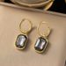 Fashionable New Niche Micro Inlaid Made Of Titanium Steel Plated Gold And Rectangular Zircon Pendant Earrings With Cut_ipsvogv.com