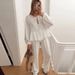Women's Clothing casual fashion lace round neck lantern sleeve shirt high waist pants suit_ipsvogv.com